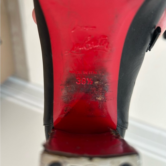 Christian Louboutin Black Leather Ankle Boots with Silver Cap Toe & Heel - Picture 12 of 16